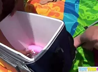 out in the open, brookeskye and the asian babe licked and masturbated a dildo together