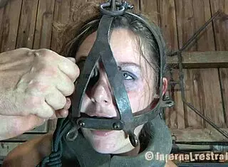 Intense Brunette Slave Babe Masturbates with Vibrator in BDSM Session