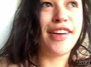 Public Slutty Exhibitionist Flashing Big Tits on Balcony