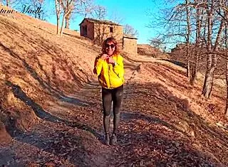 A blonde sporty slut strips naked in nature, giving jerk off instructions that lead to mind-blowing orgasms.