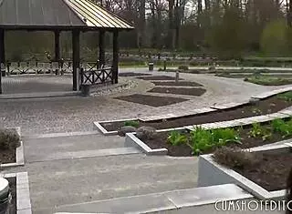 German teen strips and deepthroats in public!