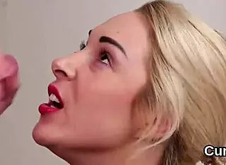 Hot looker takes facial bukkake