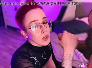 hey, that huge cock barely fits in her mouth with those glasses on