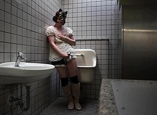 Ayumiの公衆トイレオナニー、日本人女装子として屋外でカメラに撮られる！ 😳