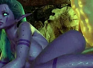 Purple night elf endures intense anal pleasure on bed in skyrim parody