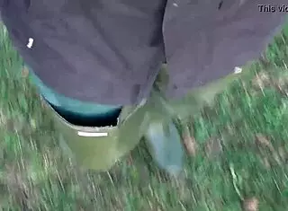 Masked Redhead Broke Flaunts Ass in Public Boots