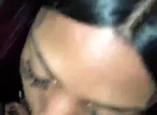 shemale performs blowjob on big black cock