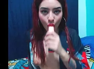 i suck on redhead mom's plastic dildo