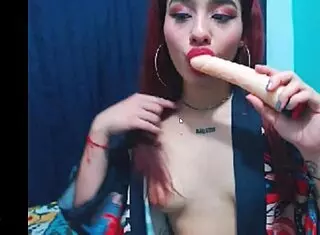 i suck on redhead mom's plastic dildo