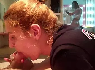 Lucky guy receiving oral from two blondes