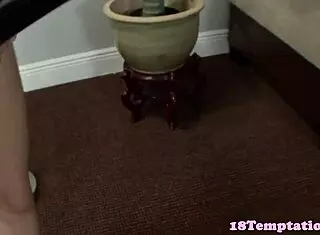 Busty teen 18+ jerking dick and pussytoying in pov