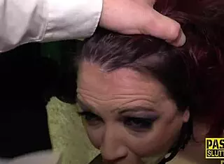 Milf sub deepthroats while getting assfucked