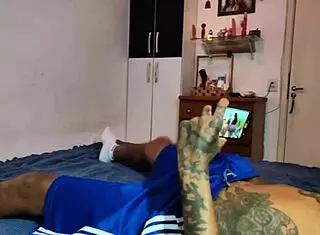 i caught my husband masturbating and sucked him deep with cum on my face.