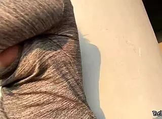 risky public masturbation under the bridge with a hot blonde 😏