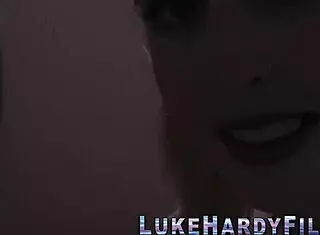 Brunette Babe Sucks Cock with Handjob in Hardcore Action