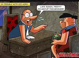 saving her job with wild pussy action in flintstoons parody. this hentai babe goes all out!