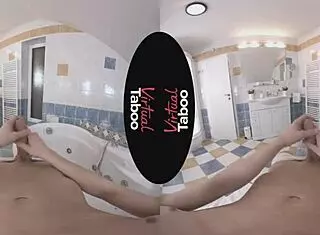 Virtual taboo party time, pov exploring shaved areas and curves inside.