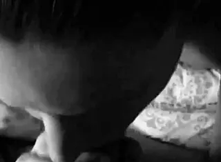 Wet blowjob from wife in homemade amateur setting.