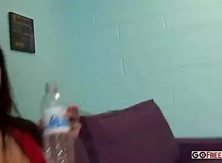 Brunette babe gets POV doggystyle and handjob from white guy in HD