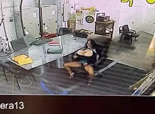 Big tit secretary caught masturbating