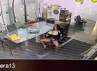 Big tit secretary caught masturbating