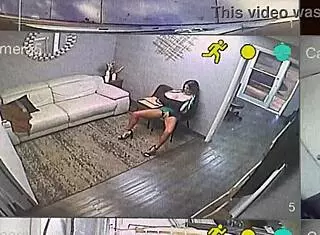 Big tit secretary caught masturbating