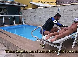 My husband left for work, and the pool cleaner with his monster cock came over.