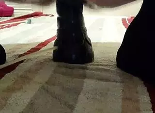 hey, chubby fox solo with bad dragon, playing with cum lube 😏💦