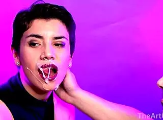 Intense Blowjob Ends with Cum on Lips