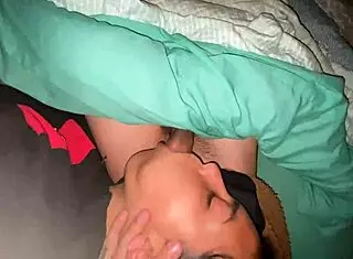 She gives a facial blowjob