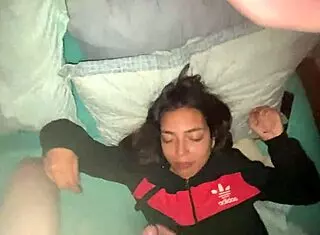 She gives a facial blowjob