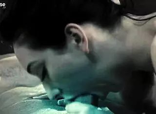 in the dream house, blonde and brunette lesbians tease with blowjob and scissoring before doggystyle fucking