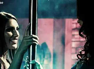 in the dream house, blonde and brunette lesbians tease with blowjob and scissoring before doggystyle fucking