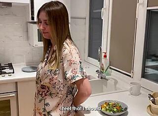 Hot stepmom helps stepson finish with huge cock!