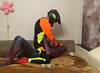 gay spiderman meets motocross rider in an adventure.