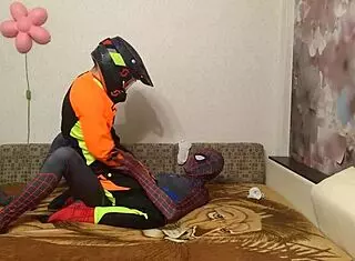 gay spiderman meets motocross rider in an adventure.