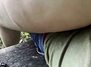 Hot BBW Babe Bent Over In Doggystyle On Public Bench At Sunset