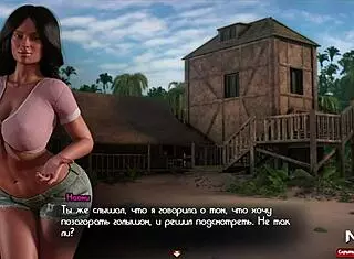 Does the mature milf in treasure of nadia masturbate on the beach?