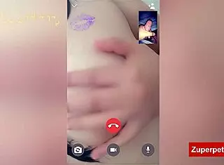 Sexy housewife Crystal shows off her big tits with pink nipples in video call five.