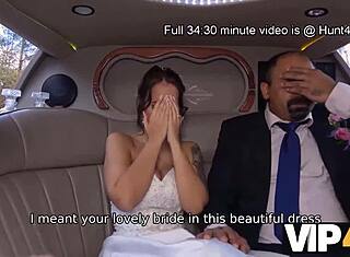 VIP4K Младоженка позволява на мъжа си да гледа как й чукат задника в лимузина