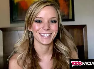 Beautiful blonde babe passionately sucks huge cock