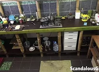 Check Out My GF's Perfect Titties And Ass Cooking Dinner Nude