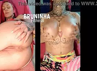 Watch me finger her oiled ass and show those big tits on split screen