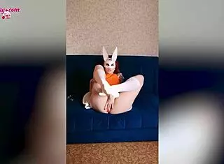 that sexy bunny babe fondles herself to orgasm with vibrator