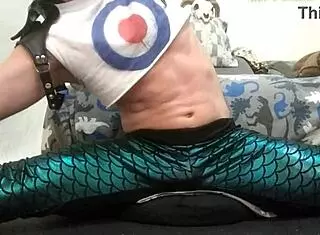 I relax comfortably in my leggings at home