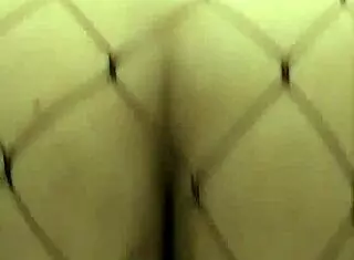 chubby gal rides dildo in fishnets, exploring her bbw body