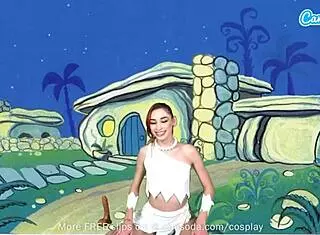 Cute teen cosplays as Wilma Flintstone