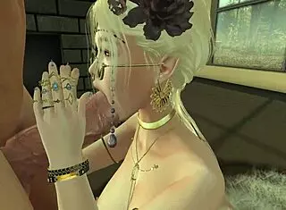 cute 3d girl with big tits at desk playing game