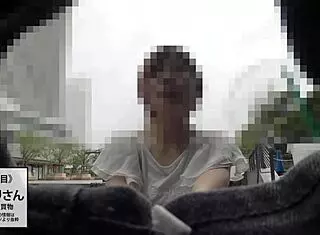 Asian amateurs in threesome, big tits bouncing during blowjob and facial