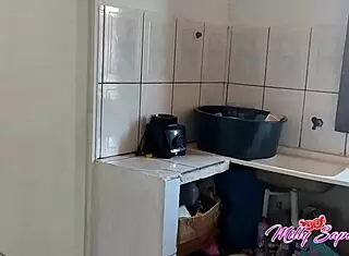 Homemade Pov With Bbw In Kitchen Towel Scene